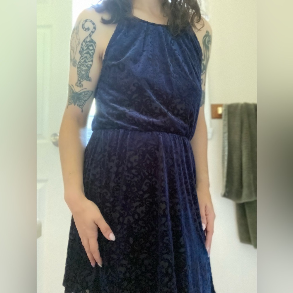 Blue velvet dress